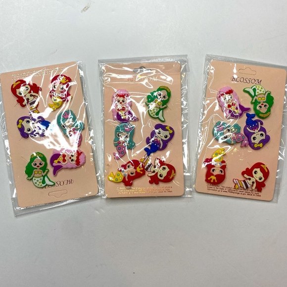 Blossom, NWT, lot of three cards of six mermaid jibbitz charms per card. - Picture 1 of 3